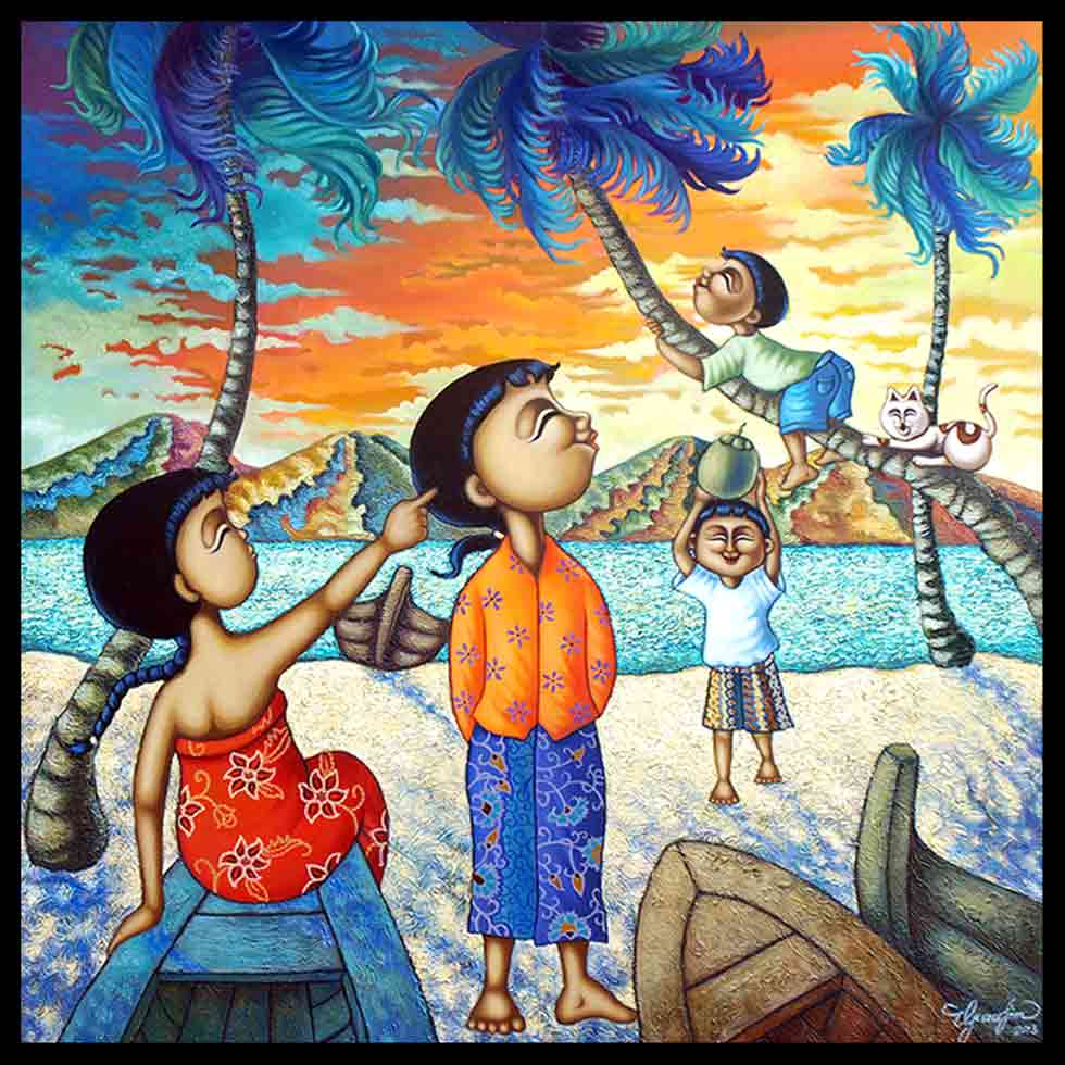 Climbing Coconut Tree